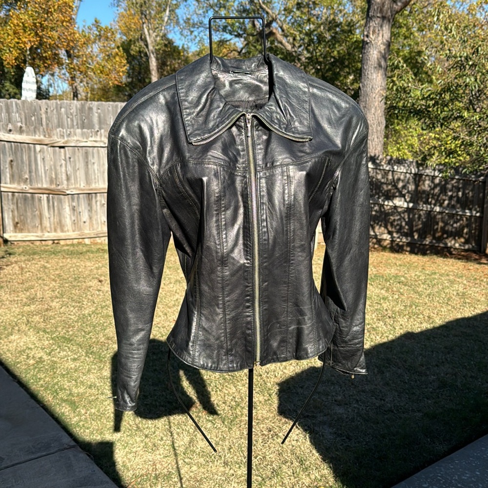 Vintage Black SOFT leather Motorcycle Jacket Begedor Italia Faded As Is sz 4
